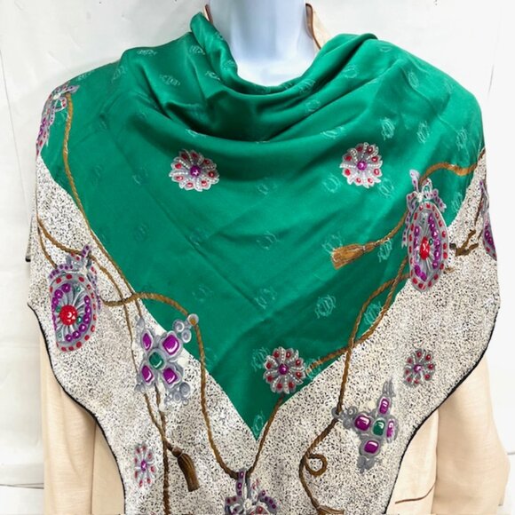 VGT  Over size Full Body Wrap Christian Dior Soft 100% Silk Scarf Satin 41"  (22 - Picture 3 of 15